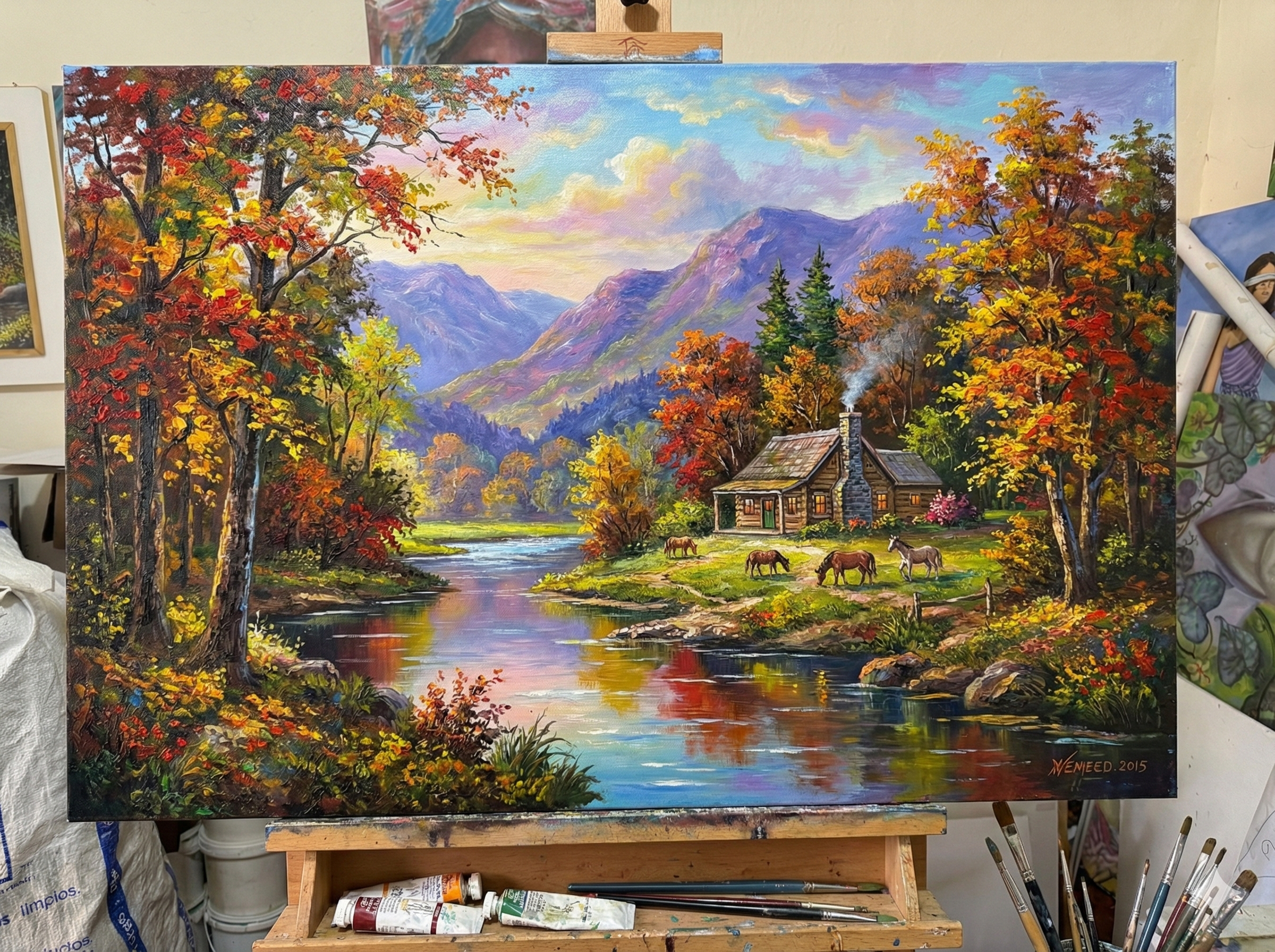 pintura paisaje estilo destacado de mario.
